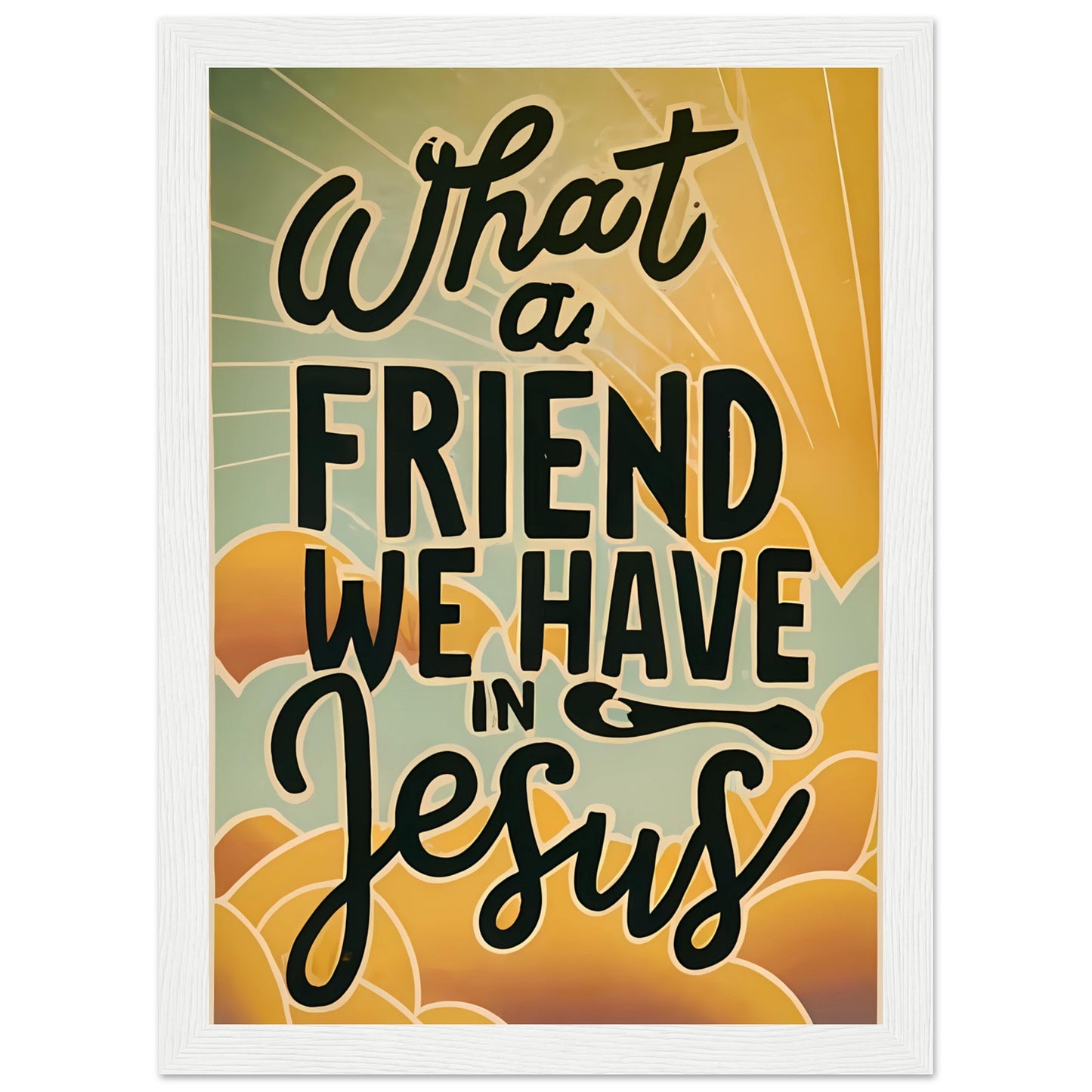 What A Friend We Have In Jesus Retro Sunset Framed Poster